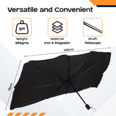 CARBINIC Car Sun Shade Protector (140x79 CM) | Car Windshield Sun Shade | UPF50+ Protection & Ti-Coating | Foldable Car Window Sun Shade | Iron-Polyester | Car Umbrella Sun Shade Cover | Universal